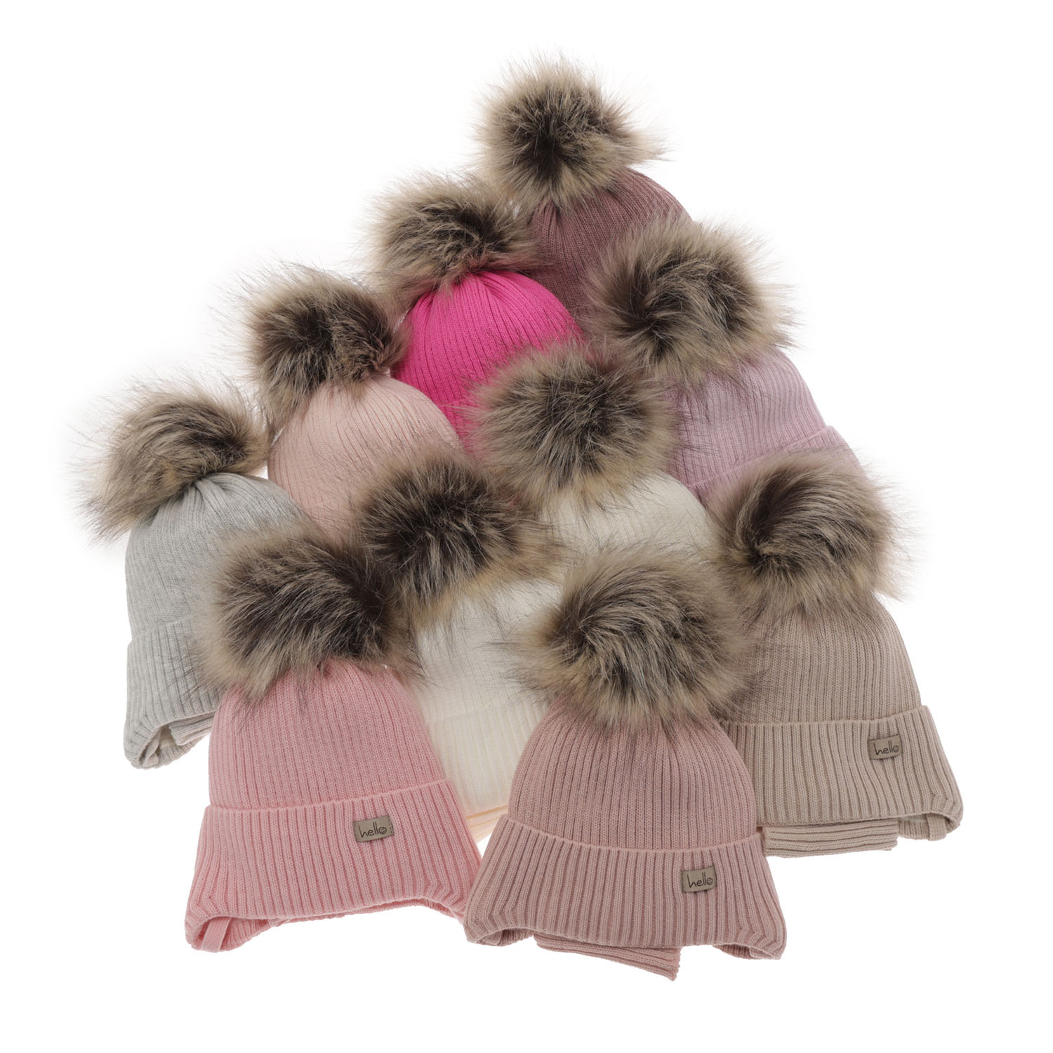 Girl's winter set: hat and tube scarf ecru with pompom Bria
