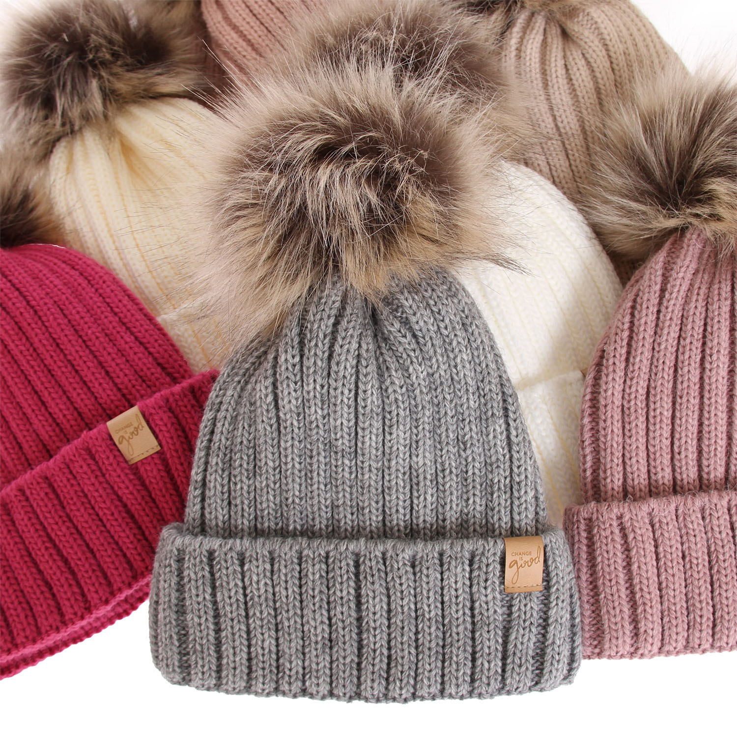 Woman's winter hat grey Europa with pompom