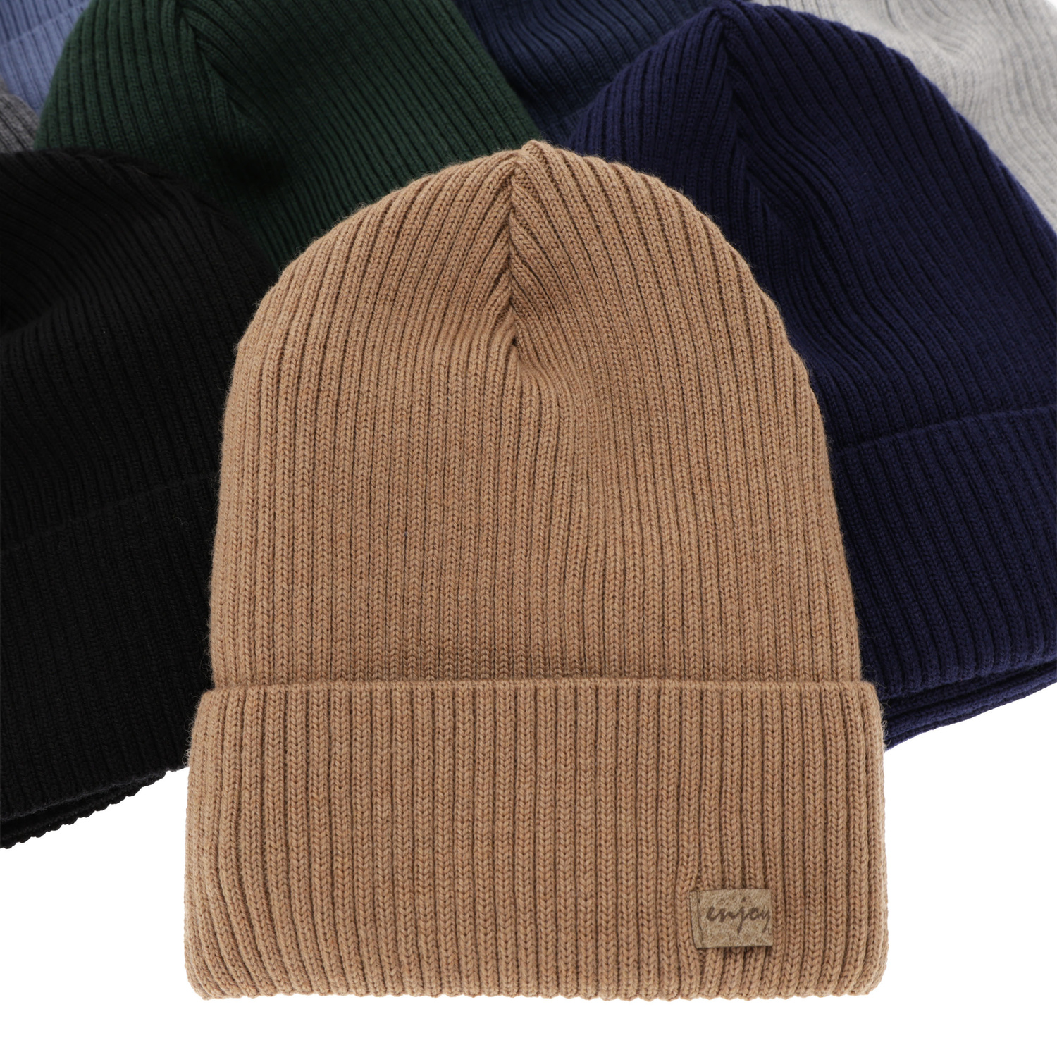 Boy's spring, autumn set: hat and tube scarf, dark beige, 100% merino wool, Intro