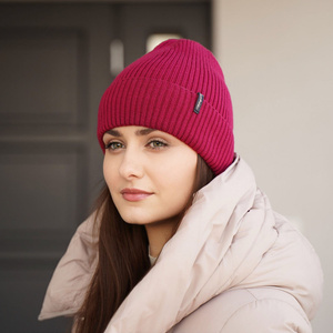 Woman's winter hat white Megan 100% extra fine merino wool