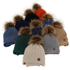 Boy's winter set: hat and tube scarf green Pago with pompom