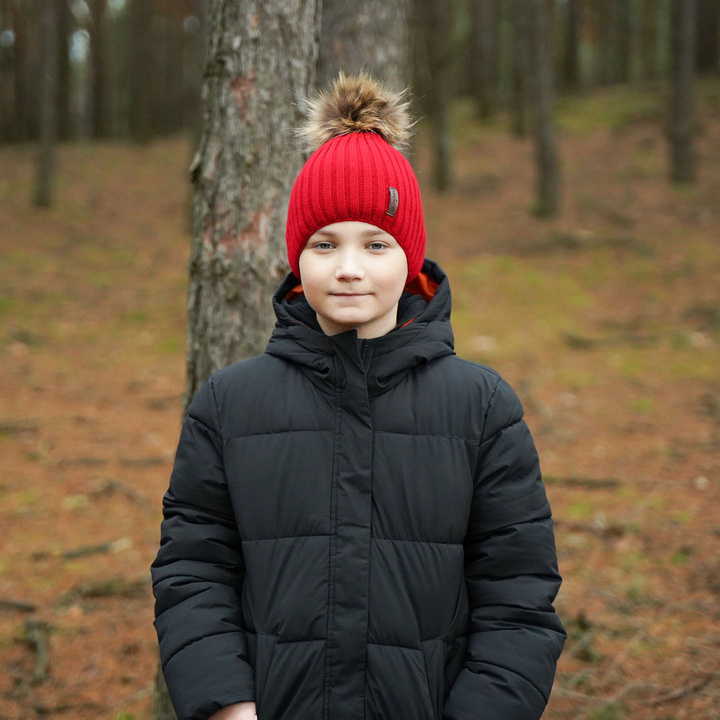 Boy's winter hat blue Amur with pompom