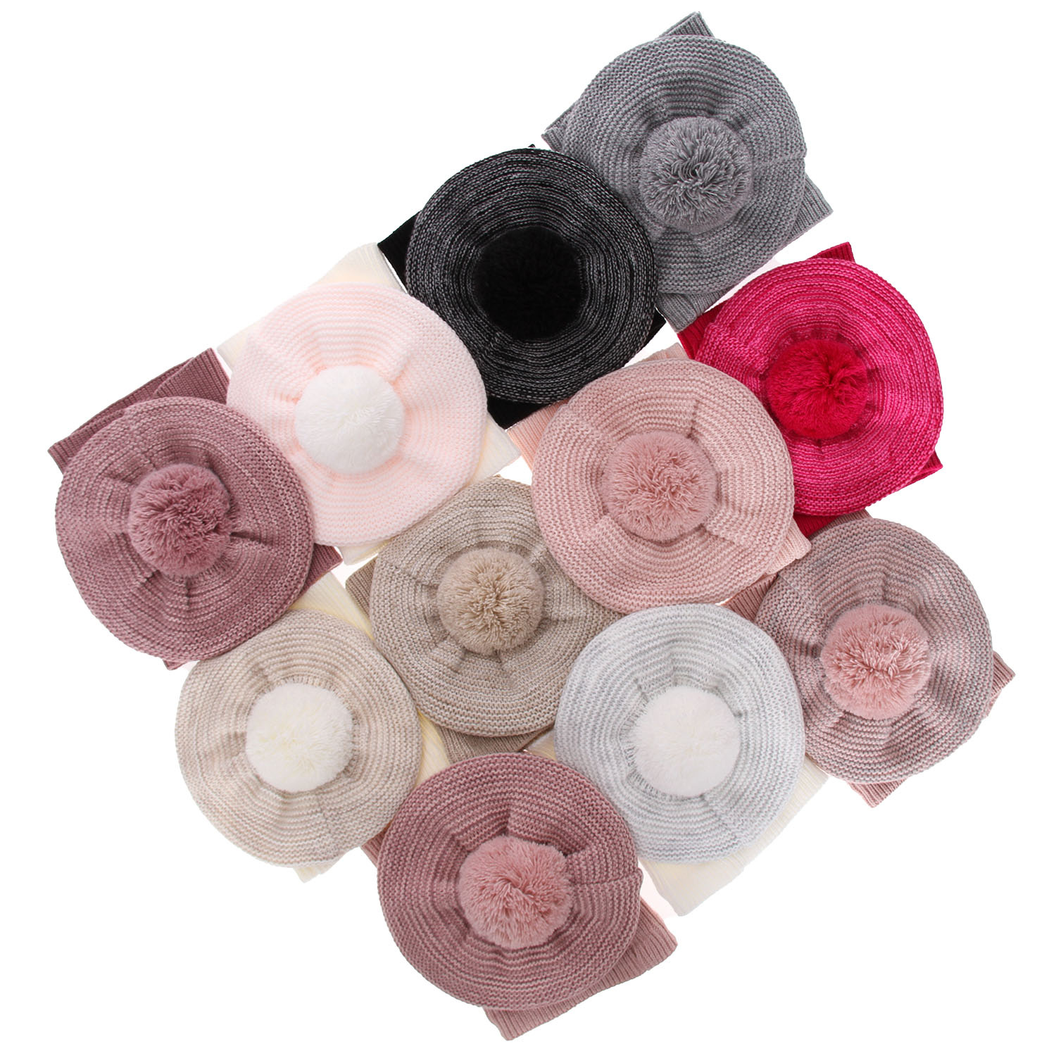 Girl's winter set: hat and tube scarf pink Lira with pompom