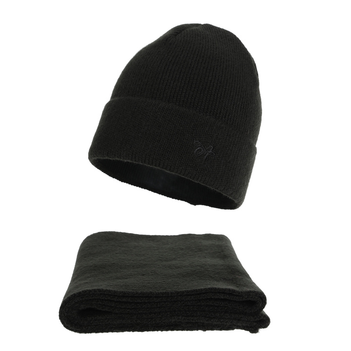 Woman's winter set: hat and scarf, black, Rava