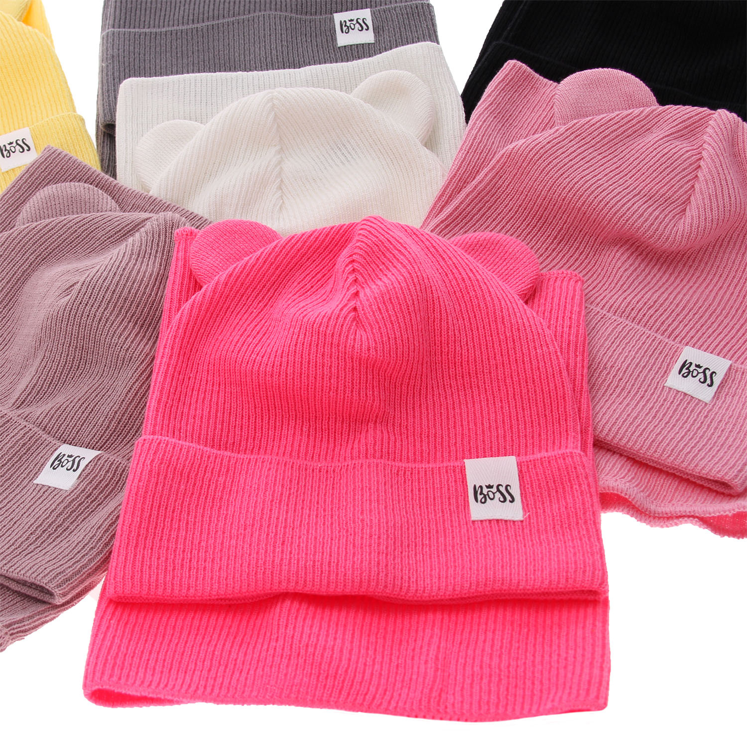 Girl's spring/ autumn set: hat and tube scarf, with cotton, pink Kajra