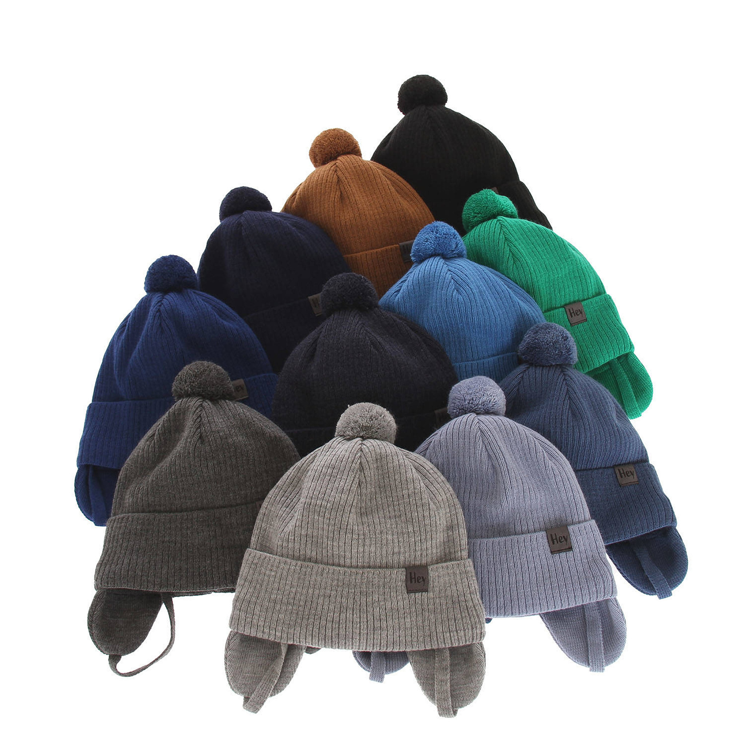 Boy's spring/ autumn hat blue Axel with pompom