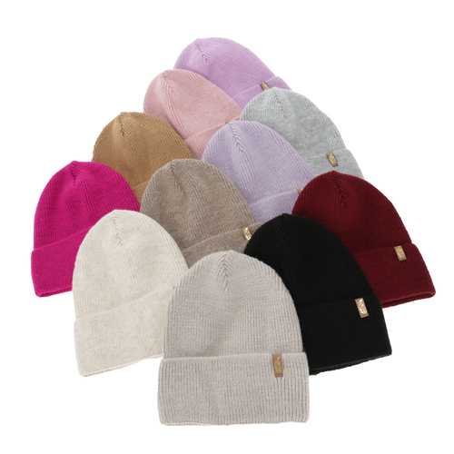 Woman's winter hat, beige, with merino wool, Tahoe