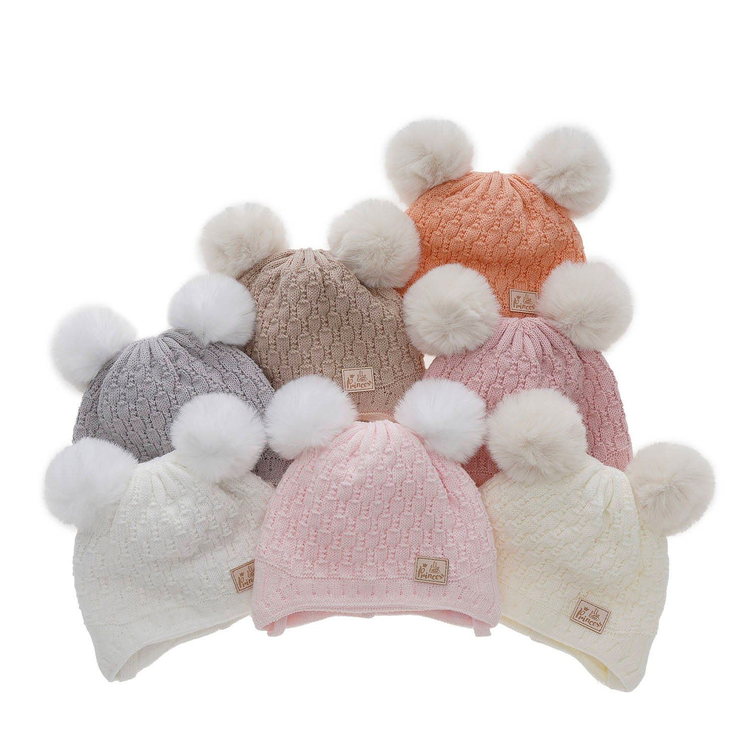 Girl's winter hat beige Emila with pompom