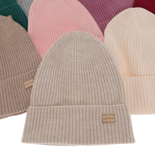 Woman's winter, spring hat, beige, 100% merino wool, Sophie