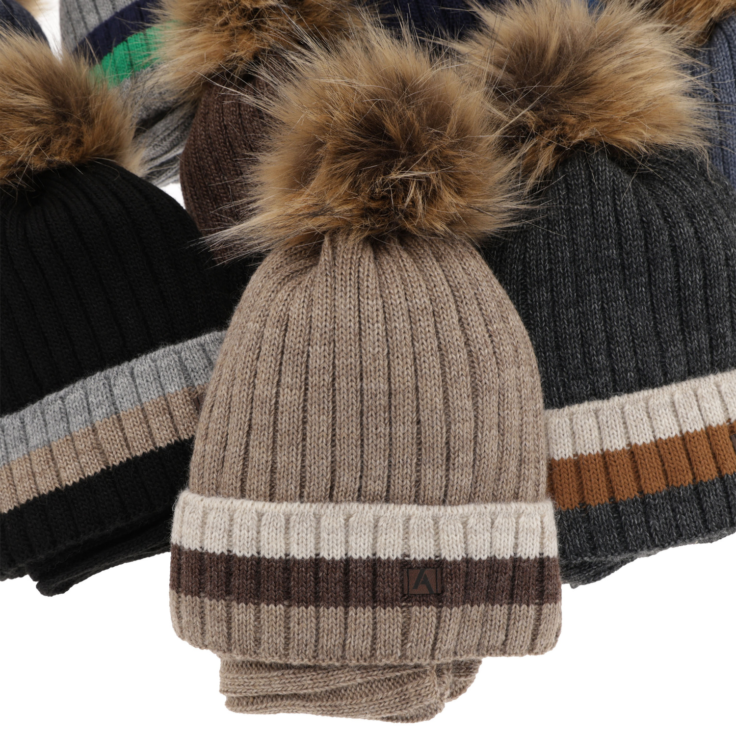 Boy's winter set: hat and tube scarf grey with pompom Beno