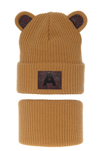 Girl's winter set: hat and tube scarf camel Romka