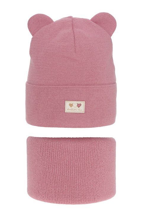 Girl's winter set: hat and tube scarf pink Xantia