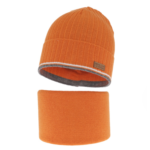 Children's autumn/ spring set: hat and tube scarf, with cotton, orange London