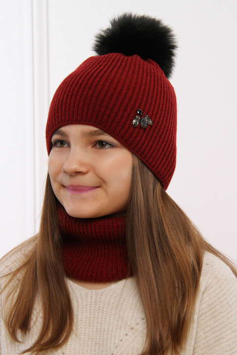 Girl's winter set: hat and tube scarf honey Rawena