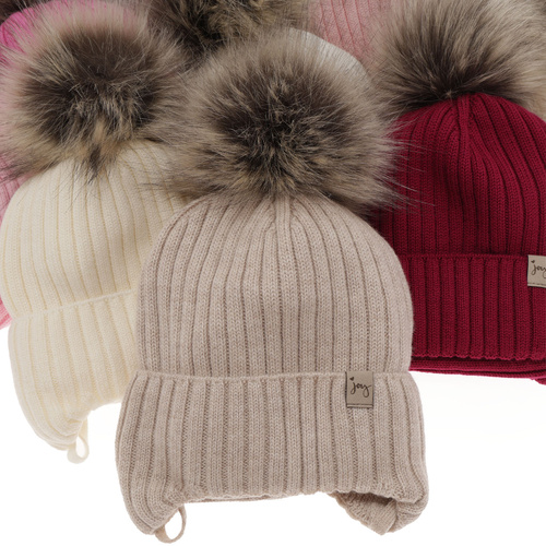 Girl's winter set: hat and tube scarf black made of 100% extra fine merino wool Junika