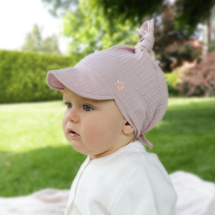Muslin summer sun cap for girl pink Sunny