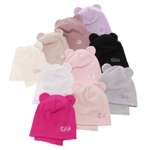 Girl's spring/ autumn cotton set: hat and tube scarf grey Cyntia