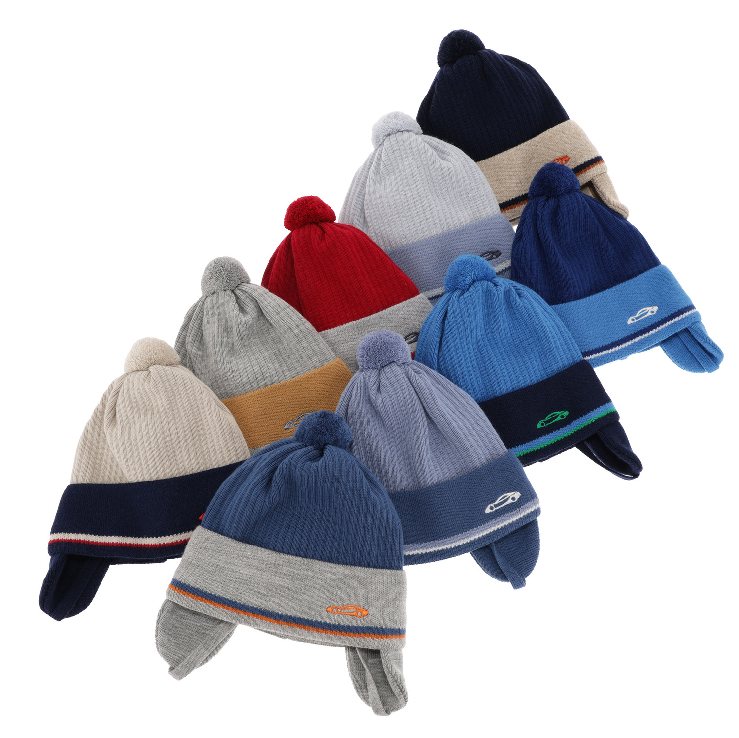 Boy's spring/ autumn hat blue with pompom Jacob