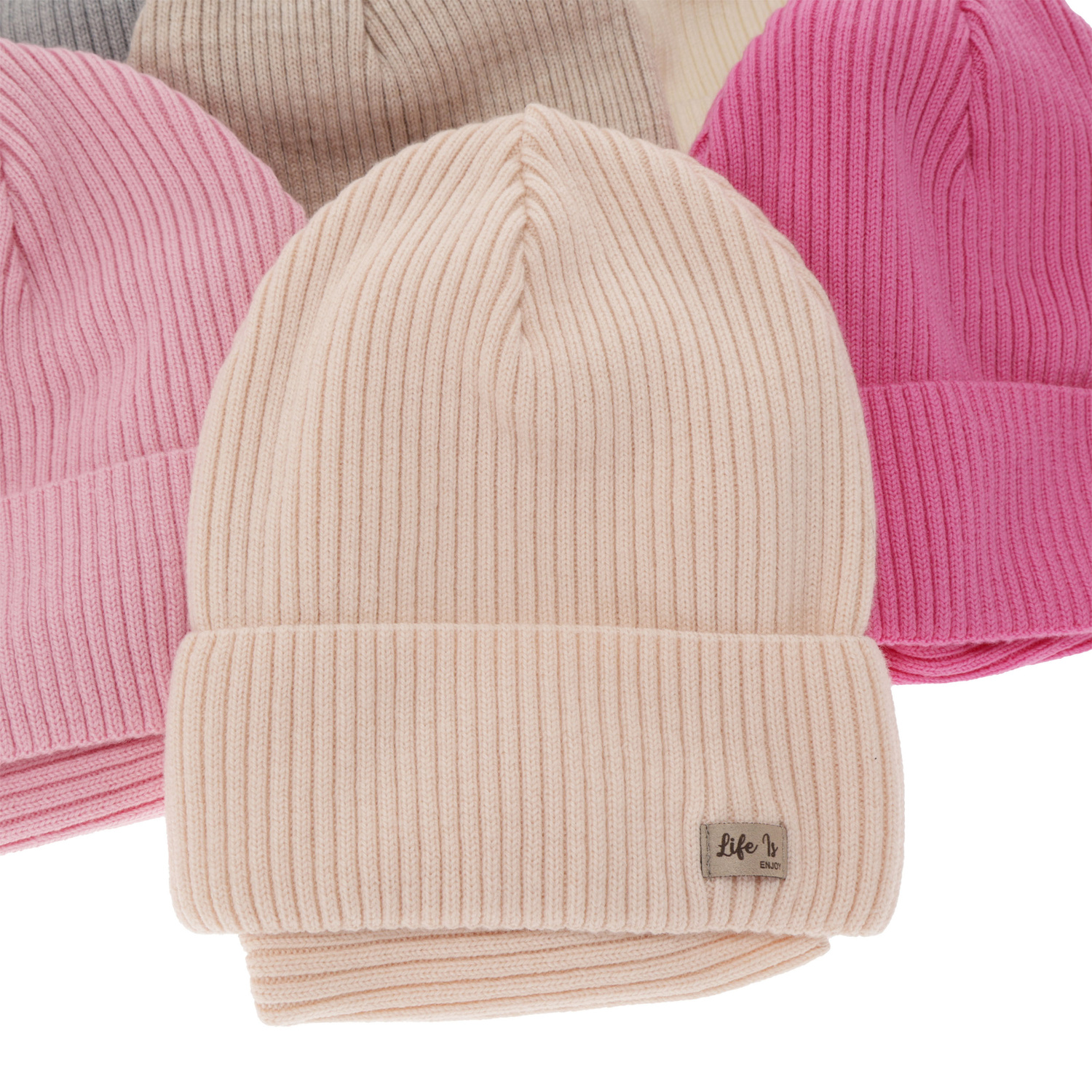 Girl spring autumn set hat and tube scarf pink 100% extra fine merino wool Itra