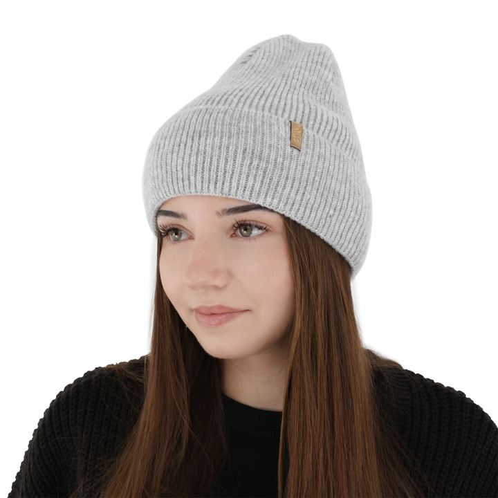 Woman's winter hat, gray, with merino wool, Tahoe