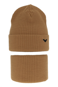 Boy's winter set: hat and tube scarf camel Romeo