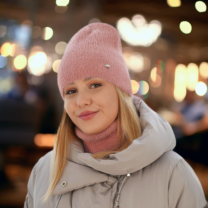 Woman's winter set: hat and tube scarf grey Adria elegance 
