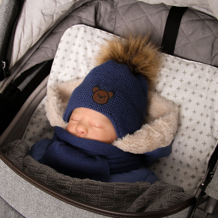 Boy's winter set: hat and scarf green Banksi with pompom