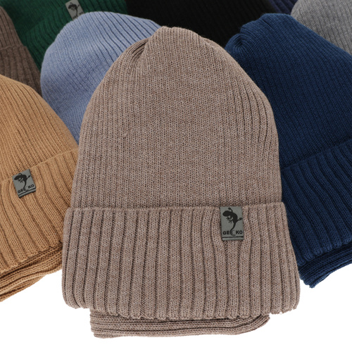 Boy's winter set: hat and tube scarf grey merino wool Gecko