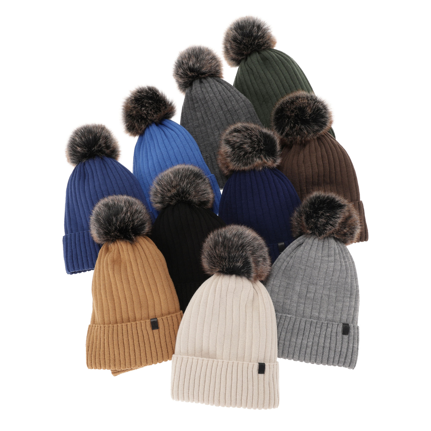 Boy's winter set: hat and tube scarf brown with pompom Relax