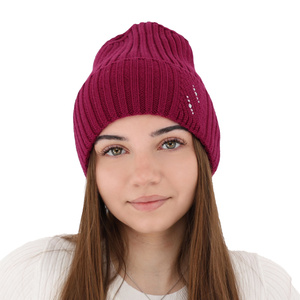 Woman's winter hat pink Ariga 100% extra fine merino wool