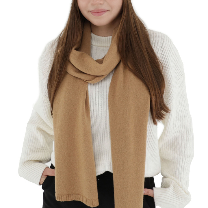 Woman's winter scarf, camel, merino wool with cashmere, Irenia