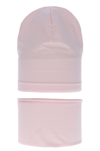 Girl's spring/ autumn set: hat and tube scarf pink Hazelka