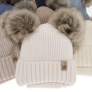 Boy's winter set: hat and tube scarf, white, 100% extra fine merino wool Konor