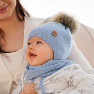Boy's winter set: navy blue merino wool hat and scarf Rafael