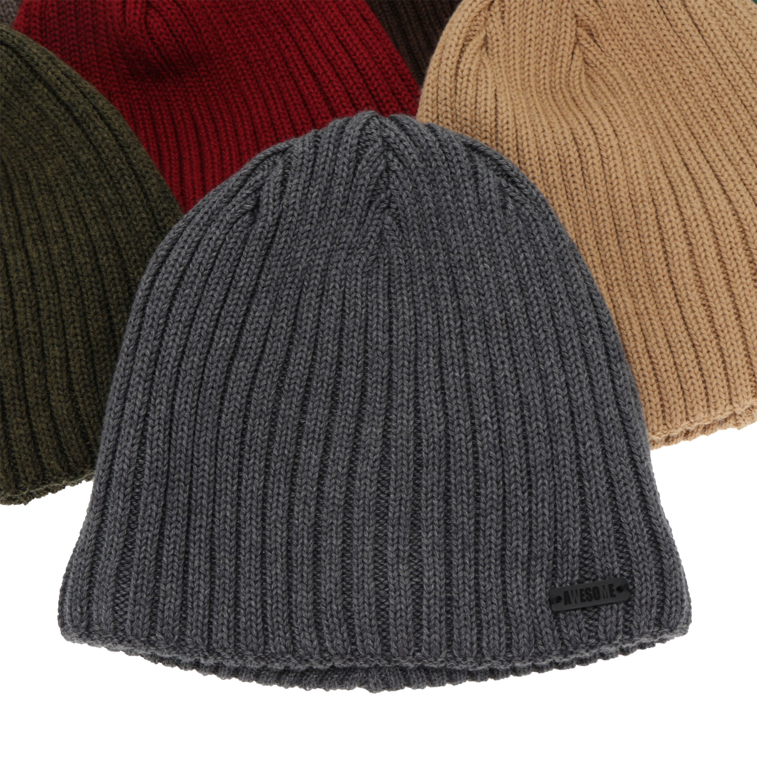 Men's winter hat, grey, with merino wool, Adagio