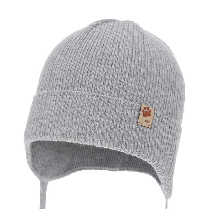 Boy's spring/ autumn hat, grey, with ears, 100% cotton, Elmar