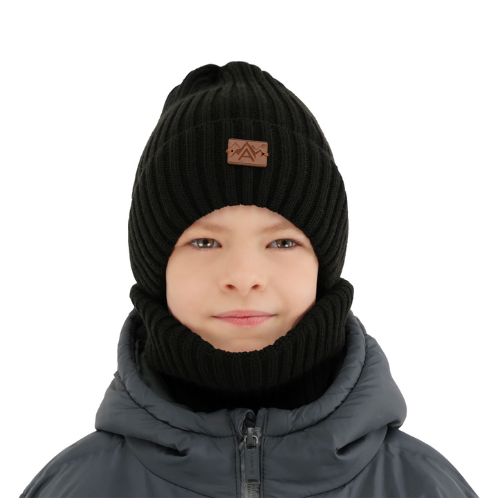 Boy's winter set: hat and tube scarf black Fargo