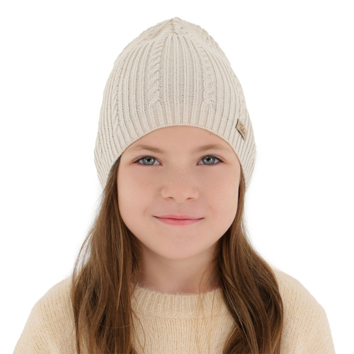 Girl's spring, autumn set: hat and tube scarf, beige, with cotton, Ordesa