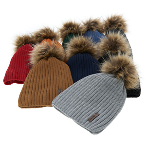 Boy's winter hat orange Amur with pompom