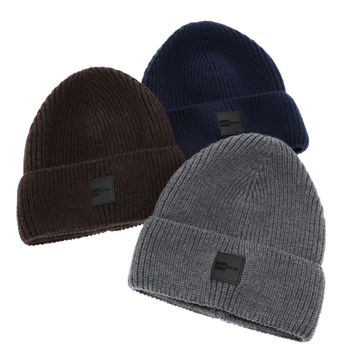 Men's winter hat navy grey 100% merino wool Iron