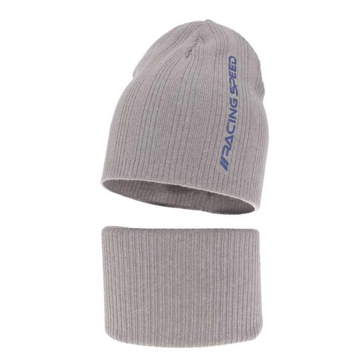 Children's autumn/ spring set: hat and tube scarf, with cotton, grey Kolorado