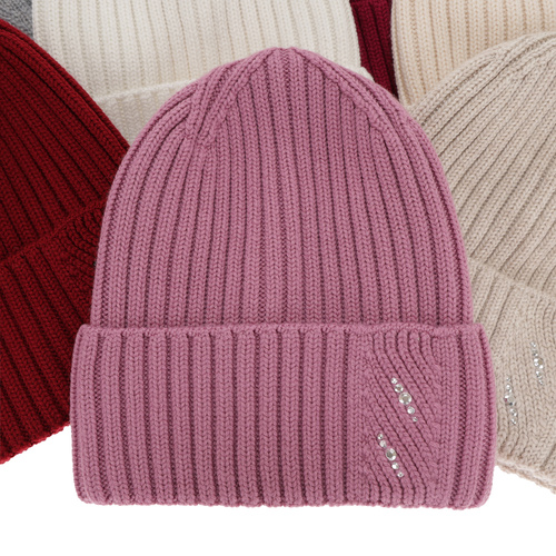 Woman's winter hat pink Ariga 100% extra fine merino wool