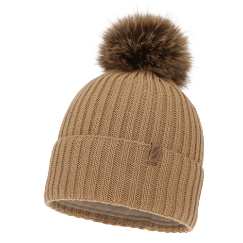 Woman's winter hat, camel, with merino wool, Zamira