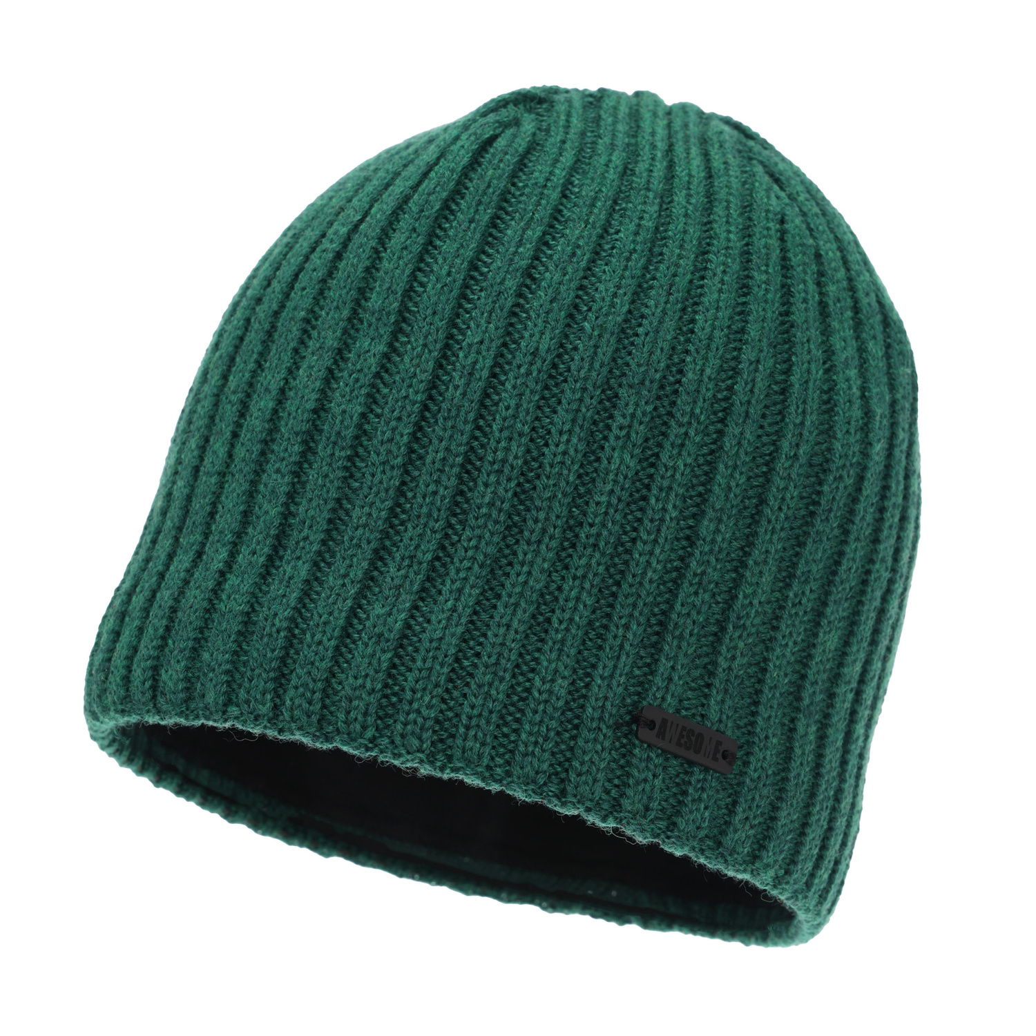 Men's winter hat, green, with merino wool, Adagio