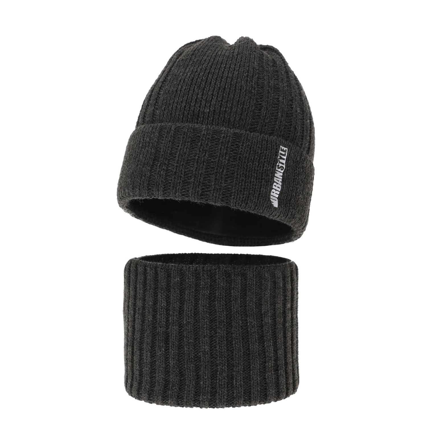 Boy's winter set: hat and tube scarf grey Balaton