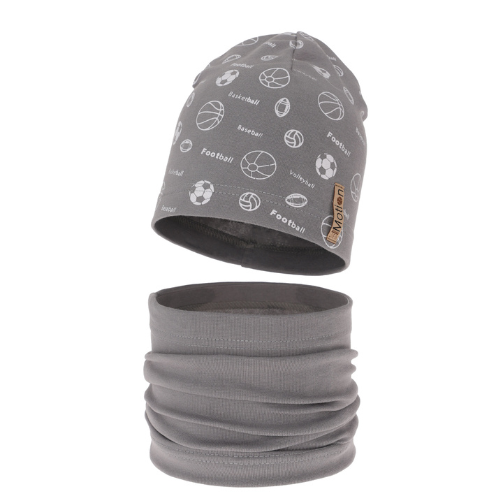 Boy's spring/ autumn set: hat and tube scarf grey Paolo