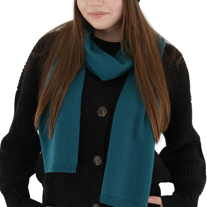Woman's winter scarf, emerald, merino wool with cashmere, Irenia