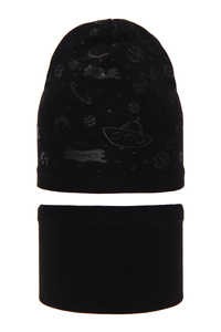 Boy's spring/ autumn set: hat and tube scarf black Kosmos