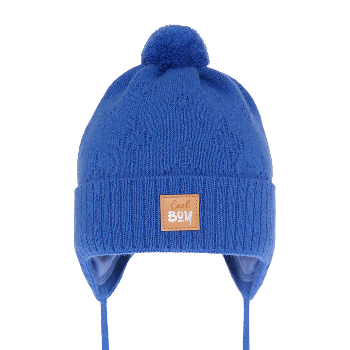 Boy's spring/ autumn hat blue Farel with pompom