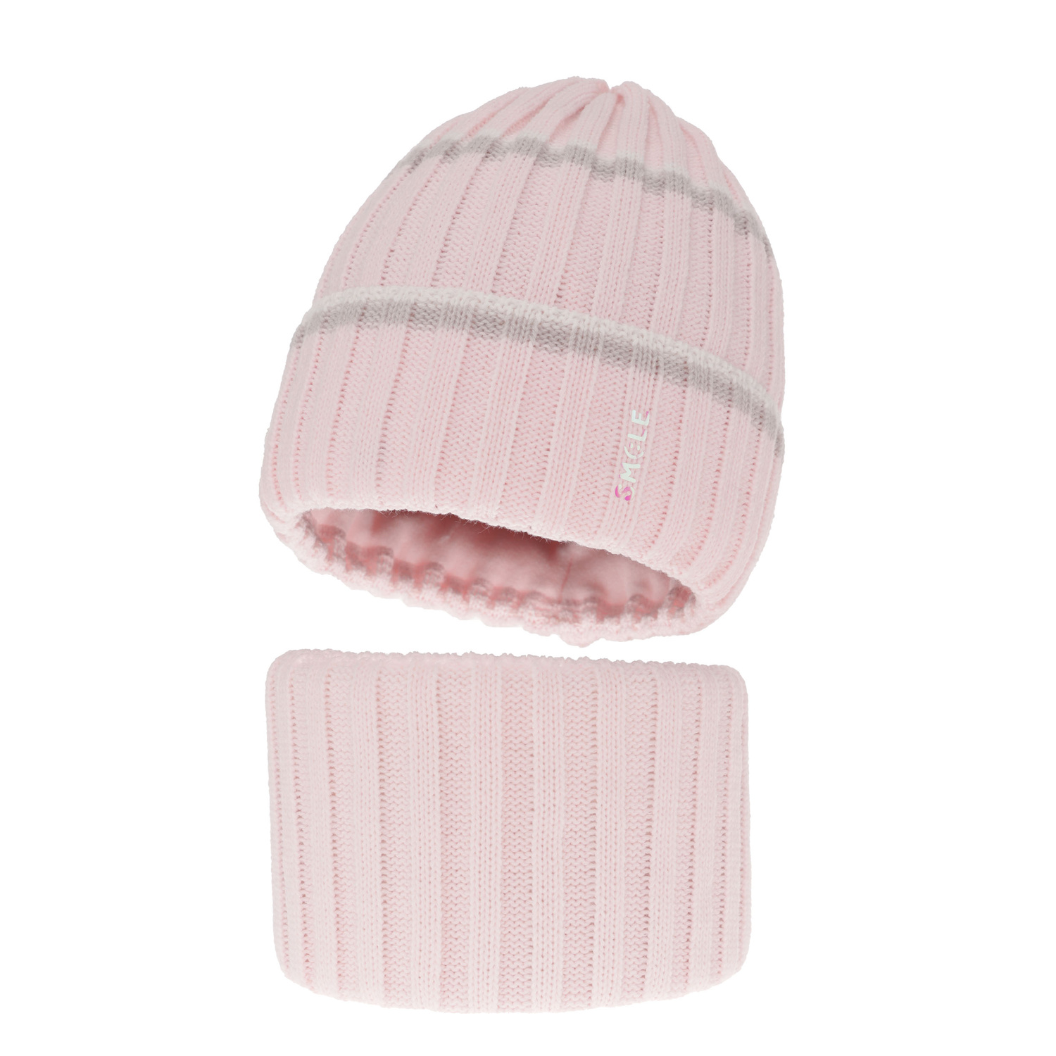 Girl's winter set: hat and tube scarf růžový Judit